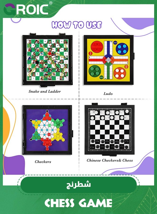 GROIC 5 in 1 Small Magnetic Checkers Board Game Set Travel Game Road and Flight Trip Essentials Magnetic Travel Chess Checkers for Trip Camping Activities Party Game for Adults and Teens - Image 3