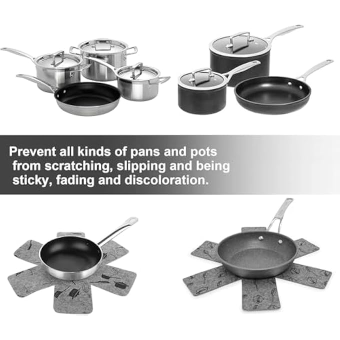 X spring Pot Protectors For Stacking 12Pcs NonWoven Pan Protector Set With 3 Different Sizes Soft Cookware Separators For Protecting Pots And Pans In Cabinets - Image 3