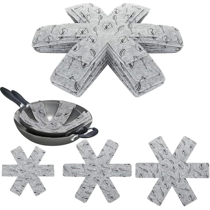X spring Pot Protectors For Stacking 12Pcs NonWoven Pan Protector Set With 3 Different Sizes Soft Cookware Separators For Protecting Pots And Pans In Cabinets - Image 1