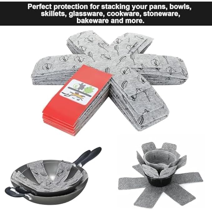 X spring Pot Protectors For Stacking 12Pcs NonWoven Pan Protector Set With 3 Different Sizes Soft Cookware Separators For Protecting Pots And Pans In Cabinets - Image 4