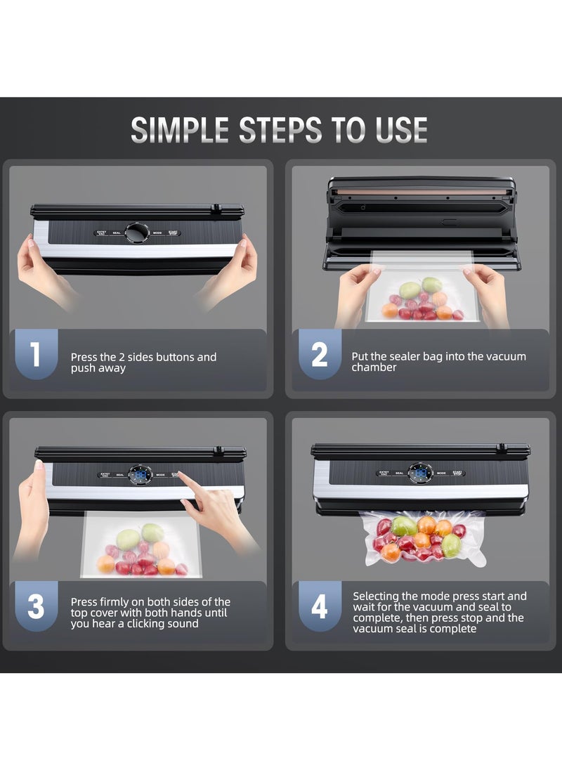 Joshberg 8 in 1 Vacuum Sealer Machine with Built-in Cutter Automatic Air Sealing System LED Indicator for Food Storage ,15 Pcs Bags  - Image 4