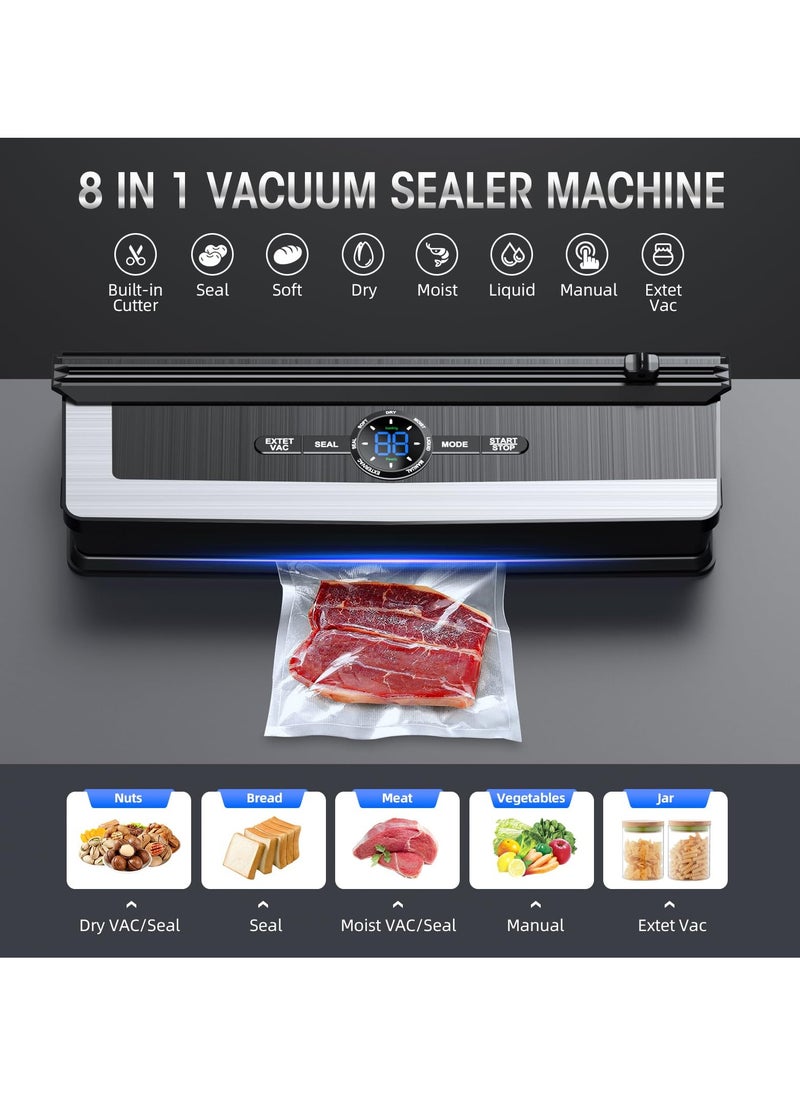 Joshberg 8 in 1 Vacuum Sealer Machine with Built-in Cutter Automatic Air Sealing System LED Indicator for Food Storage ,15 Pcs Bags  - Image 3