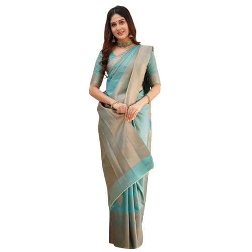 Vivatra Women Banarasi Soft Silk Saree | Jacquard Weaving with Rich Pallu & Border | Includ Matching Utitched Blouse Piece (VT-KP-6015-Pta) - Image 1