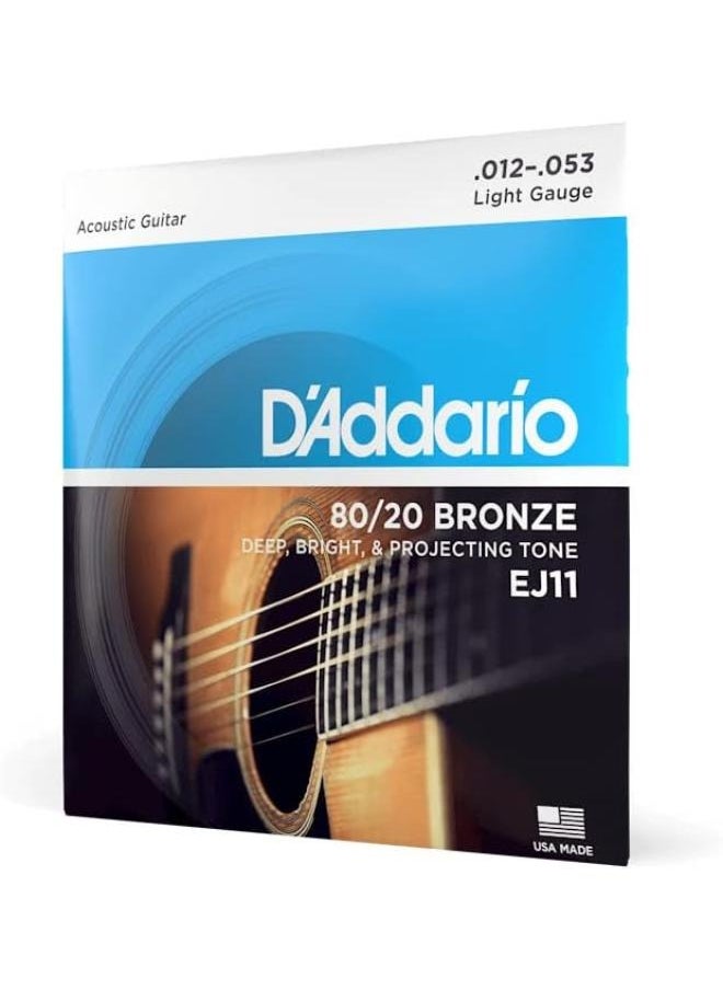 D'Addario أوتار جيتار صوتي من D'Addario مقاس 80/20 برونزي.012-053-مجموعة EJ11 