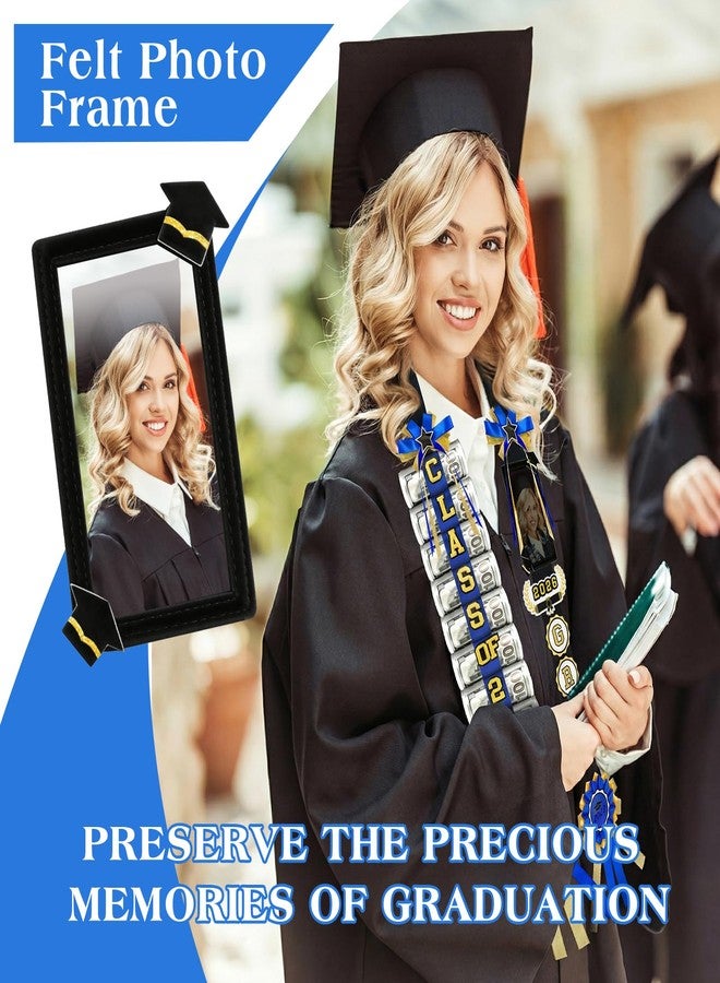 Phoncoo 2026 Graduation Money Lei with Cash Holder, DIY Graduation Ribbon Leis Class of 2026 with Felt Photo Frame for High School College Grad Party Gifts Supplies (Blue) - Image 3