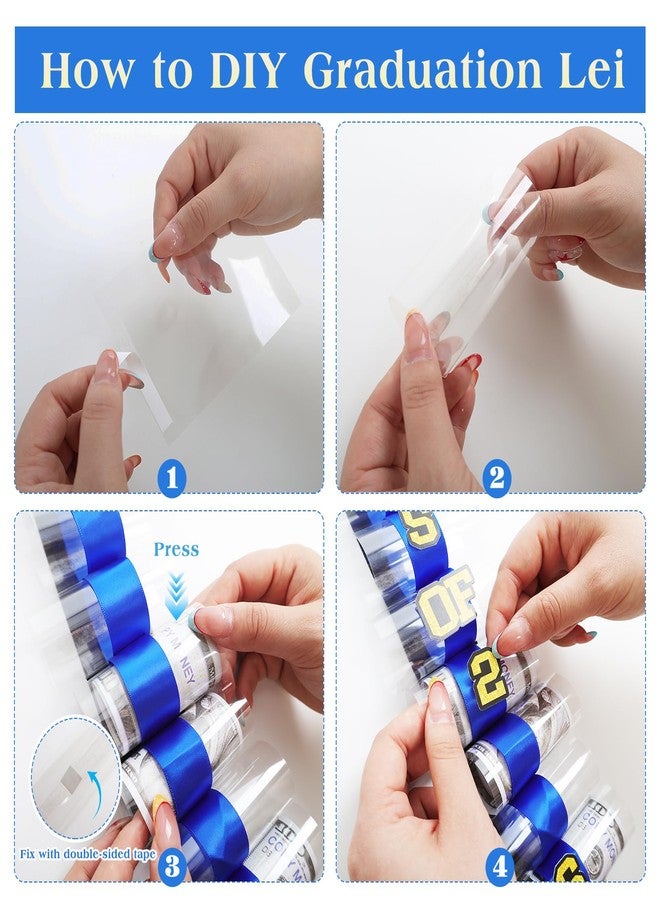 Phoncoo 2026 Graduation Money Lei with Cash Holder, DIY Graduation Ribbon Leis Class of 2026 with Felt Photo Frame for High School College Grad Party Gifts Supplies (Blue) - Image 4