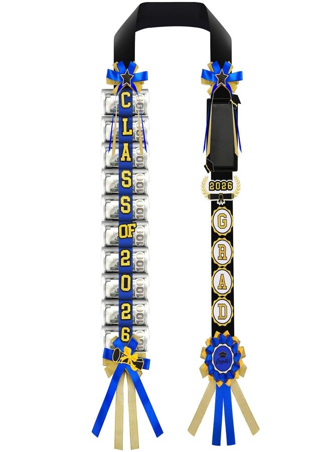 Phoncoo 2026 Graduation Money Lei with Cash Holder, DIY Graduation Ribbon Leis Class of 2026 with Felt Photo Frame for High School College Grad Party Gifts Supplies (Blue) - Image 1