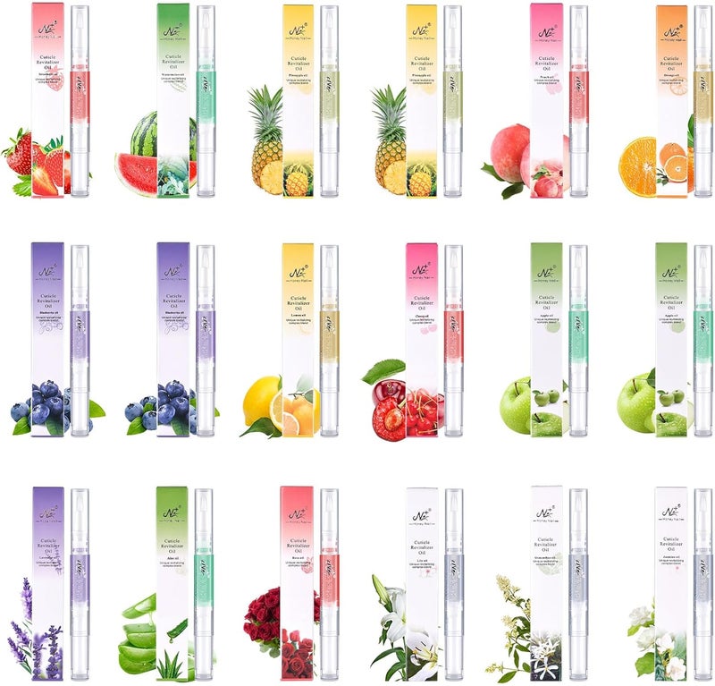 Cuticle Oil Pen for Nail Care18 PCS Nail Oil Pens with Natural Ingredients to Moisture and Soften Dry Cuticles Hydrating Cuticle Oil for Nails for Repairing Cracked and Dry Nail for Home Salon