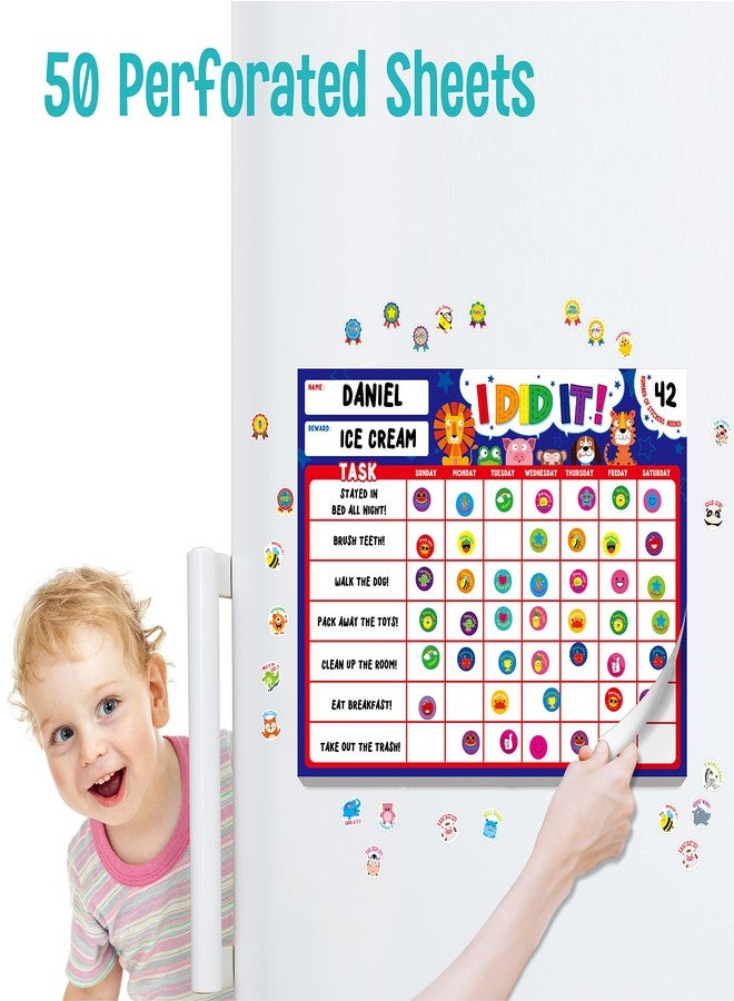 SpriteGru I Did It Magnetic Reward Chart Pad with 50 Perforated Sheets Plus 2650 Motivational Stickers Adorable Daily Chore Chart for Chores/Good Habits/Exercise/Diet 30cm x 23cm - Image 4