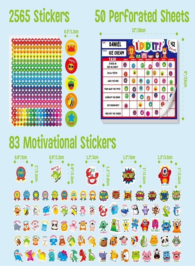 SpriteGru I Did It Magnetic Reward Chart Pad with 50 Perforated Sheets Plus 2650 Motivational Stickers Adorable Daily Chore Chart for Chores/Good Habits/Exercise/Diet 30cm x 23cm - Image 2