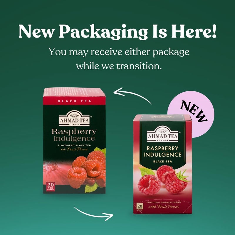 Ahmad Tea Raspberry Indulgence Black Tea with Fruit Pieces - 20 Teabags - Image 2