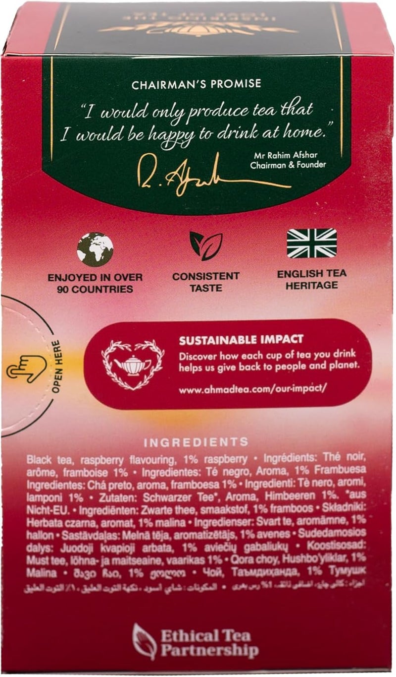 Ahmad Tea Raspberry Indulgence Black Tea with Fruit Pieces - 20 Teabags - Image 3