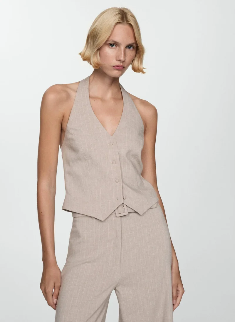 MANGO Pinstripe Halter Neck Waistcoat