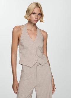 MANGO Pinstripe Halter Neck Waistcoat  - Image 1