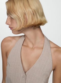 MANGO Pinstripe Halter Neck Waistcoat  - Image 3
