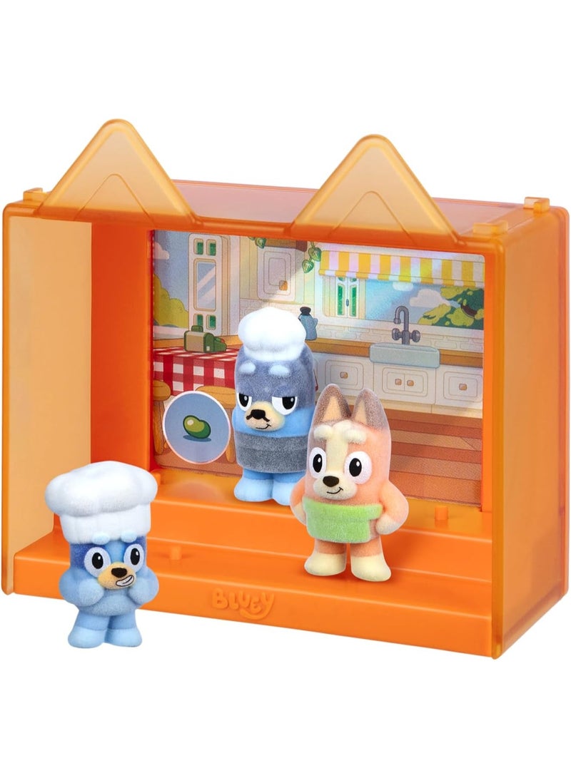 Bluey Fuzzies Episode Pack Pavlova – 3 Flocked Mini Figures (1 Exclusive), Display Case, Foil Trading Card & Collector Guide | 50+ to Collect - Image 1
