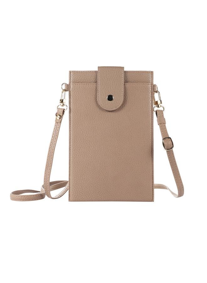 The Bros Litchi Texture Card Holder Mobile Phone Bag with Long Strap