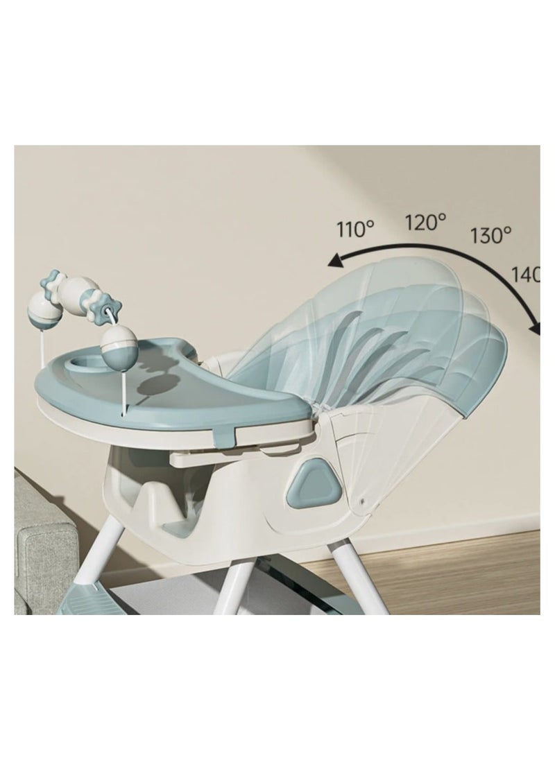 Kidilo Kidillo Baby High Chair with Footrest, Toddler Feeding Booster Seat with Tray, Wheels, Toy Bar and Safety Harness for Kids  - Image 4