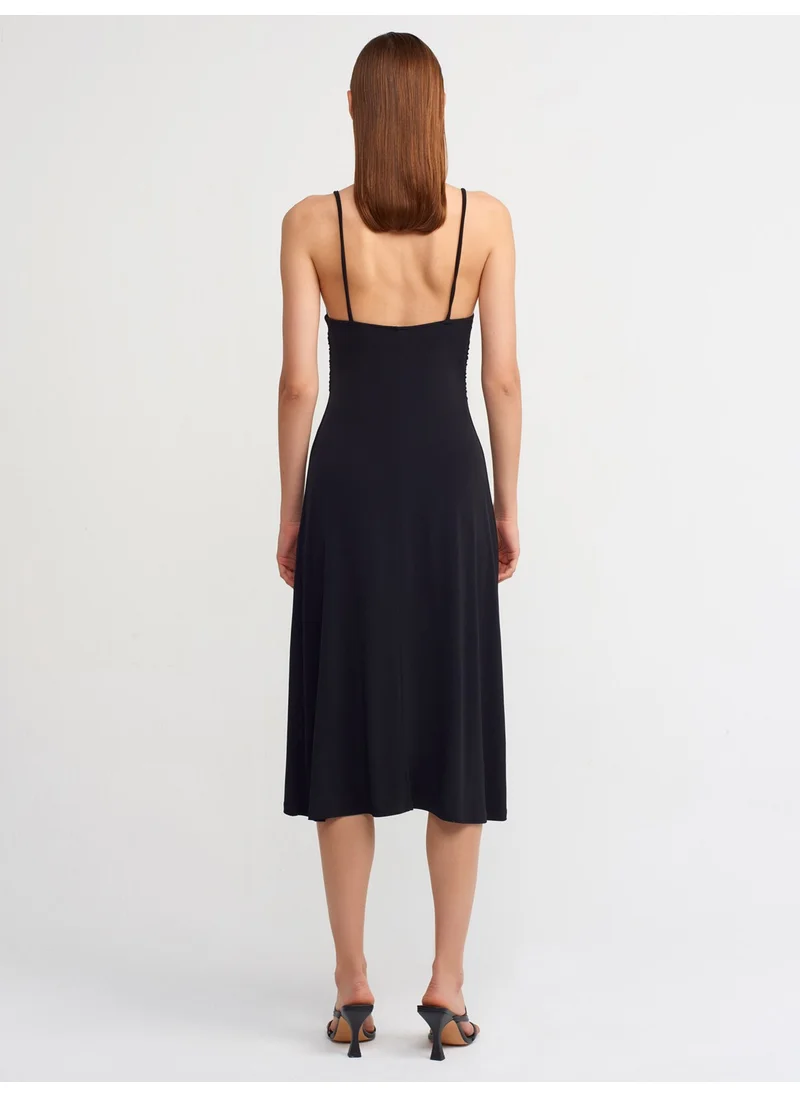 ديلفين 90342 Pleated Long Dress-Black