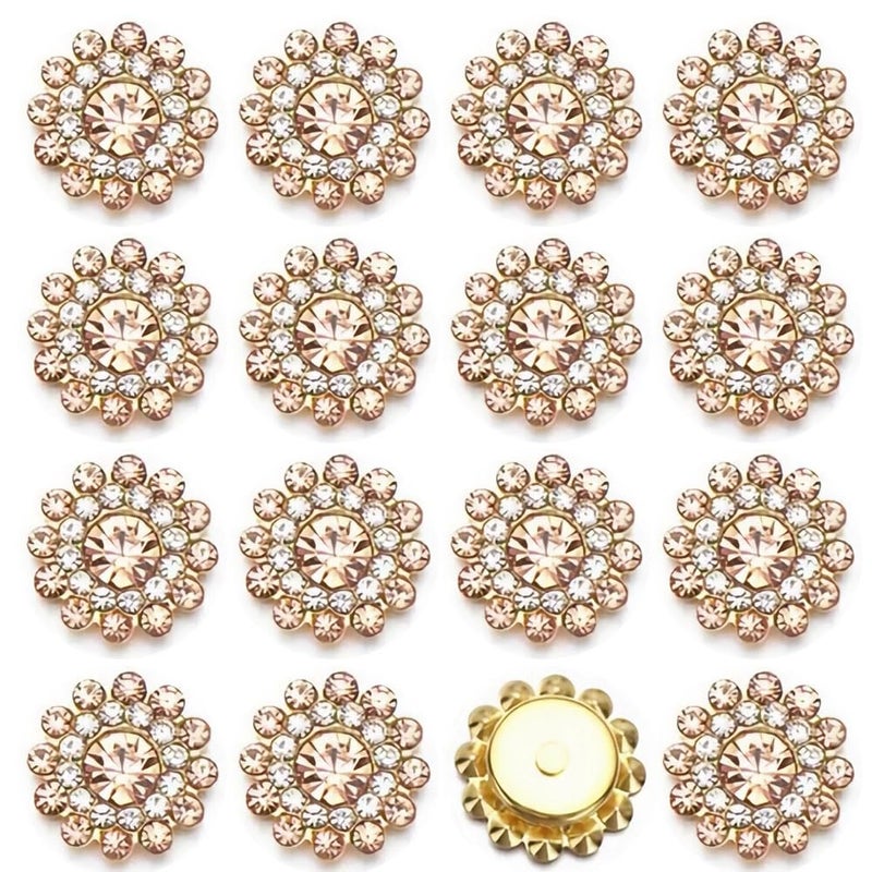 UYTRDVG 100PCS 14MM Sew on Rhinestones Gems, Flower Gold Claw Rhinestones Glass Crystals Jewelry for Crafting Sewing Clothes Dresses Shoes Belt Decoration Accessories (Champagne) - Image 1