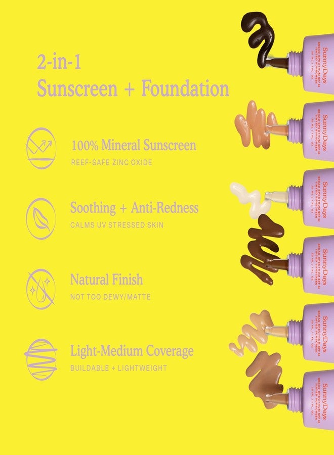 Tower 28 Beauty SunnyDays SPF 30 Tinted Mineral Sunscreen For Sensitive Skin - 2-in-1 Facial Broad Spectrum UVA/UVB Protection + Foundation - Shade 25 OCEAN PARK - Medium with Warm Undertones, 1 Fl Oz - Image 3