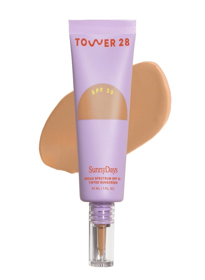 Tower 28 Beauty SunnyDays SPF 30 Tinted Mineral Sunscreen For Sensitive Skin - 2-in-1 Facial Broad Spectrum UVA/UVB Protection + Foundation - Shade 25 OCEAN PARK - Medium with Warm Undertones, 1 Fl Oz - Image 1