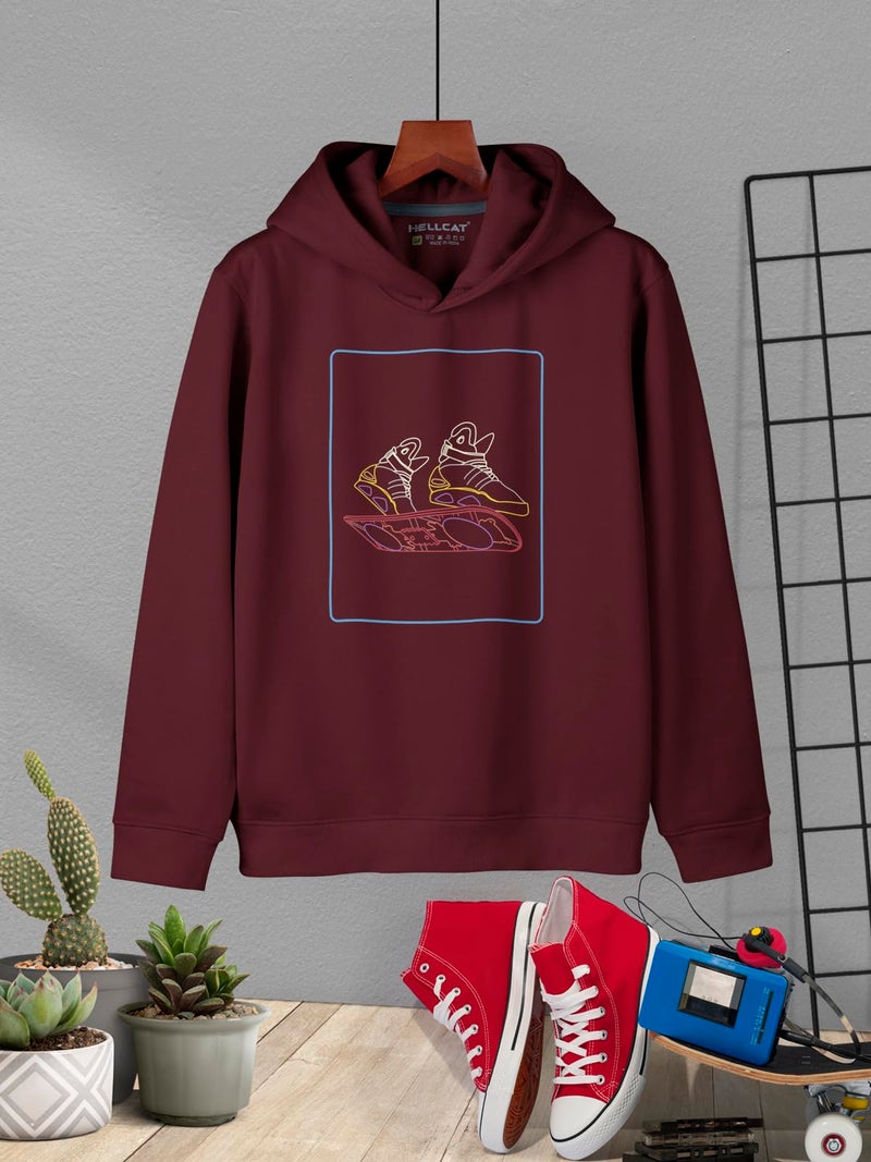 HELLCAT Trendy Printed Cotton Blend Hoodie Sweatshirt for Boys - Pack of 2_Beige/Burgundy_15-16 Years - Image 3