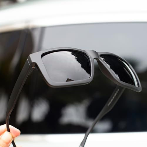 MAXJULI XXL Size Double Extra Large Z87 Sunglasses for Big Wide Heads Men TR90 Ultralight UV400 Protection Glasses 8228 (Matte Black Frame/Cat.4 Grey Lens) - Image 5