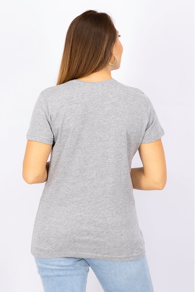 MOSCHINO Love Moschino Women Crew Neck Short Sleeve Graphic Tee, Grey - Image 4