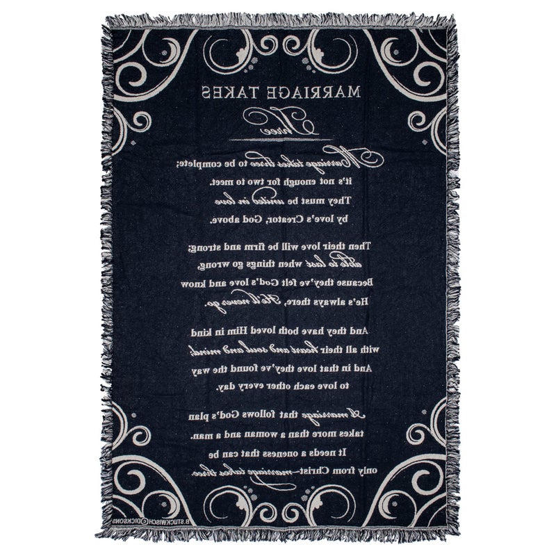 Dicksons Marriage Takes Three Black and White 52 x 68 All Cotton Tapestry Throw Blanket - Image 2