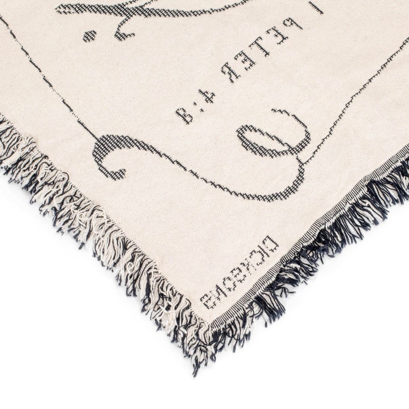 Dicksons Marriage Takes Three Black and White 52 x 68 All Cotton Tapestry Throw Blanket - Image 3