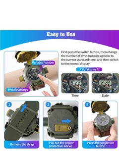 KASTWAVE Watch with 24 Kinds of Dinosaur Projection Pattern Cartoon Children Digital Dinosaur Watch Toy for Boys and Girls Children Toy Watches with Cover Adjustable Date and Time Projector Watch  - Image 4