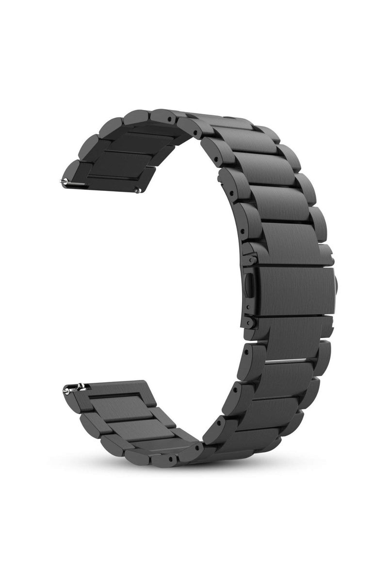 Band Compatible with Samsung Galaxy Watch 5 Pro 45mm/Watch 5/4 40mm 44mm/Watch 4 Classic 42mm 46mm/ 20mm Stainless Steel Metal Bands Replacement Bracelet Strap (Black) - Image 1