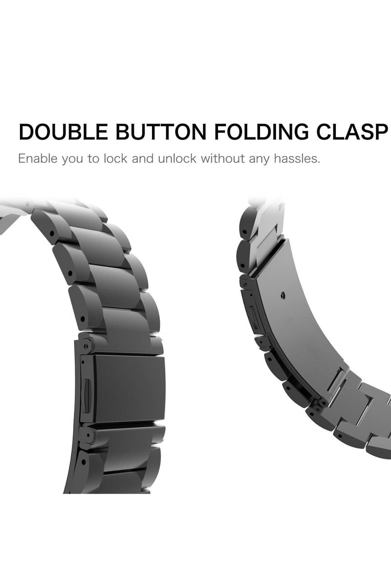 Band Compatible with Samsung Galaxy Watch 5 Pro 45mm/Watch 5/4 40mm 44mm/Watch 4 Classic 42mm 46mm/ 20mm Stainless Steel Metal Bands Replacement Bracelet Strap (Black) - Image 5