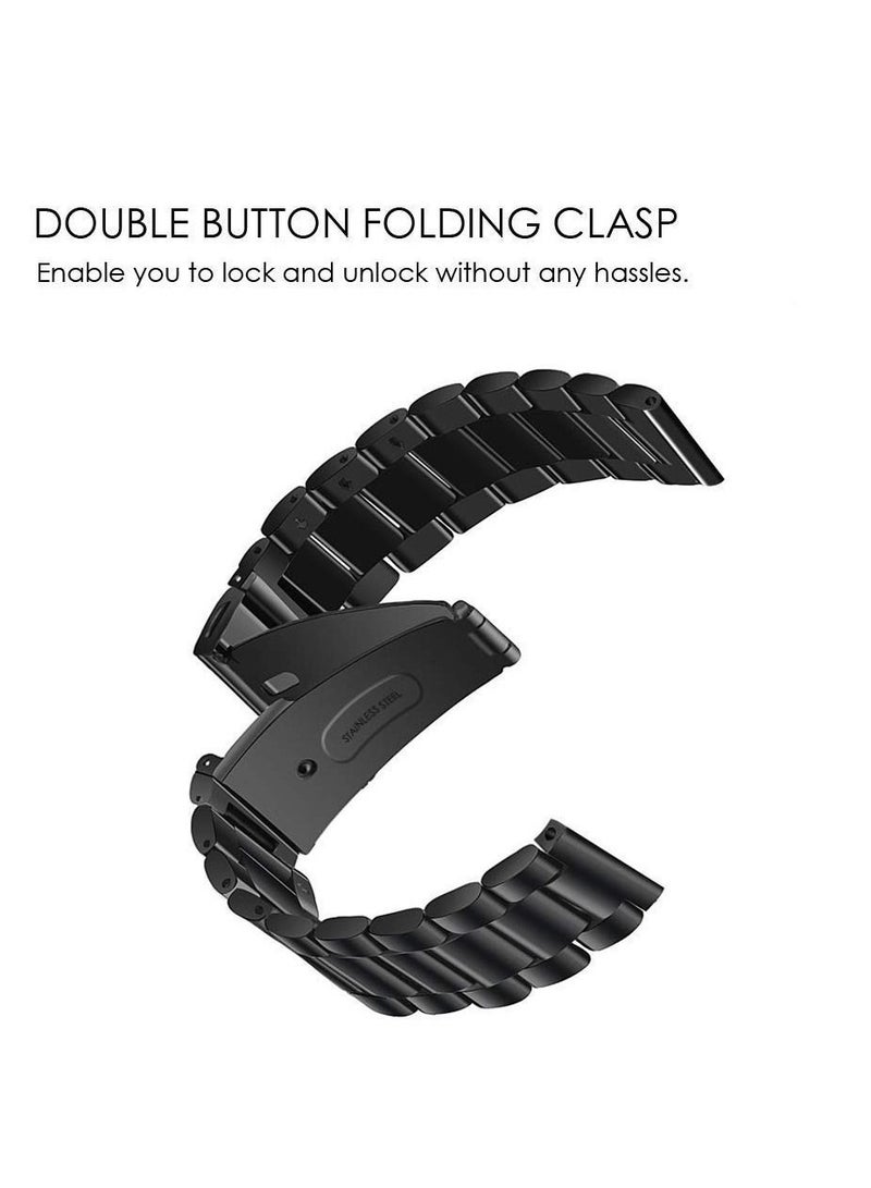 Band Compatible with Samsung Galaxy Watch 5 Pro 45mm/Watch 5/4 40mm 44mm/Watch 4 Classic 42mm 46mm/ 20mm Stainless Steel Metal Bands Replacement Bracelet Strap (Black) - Image 4