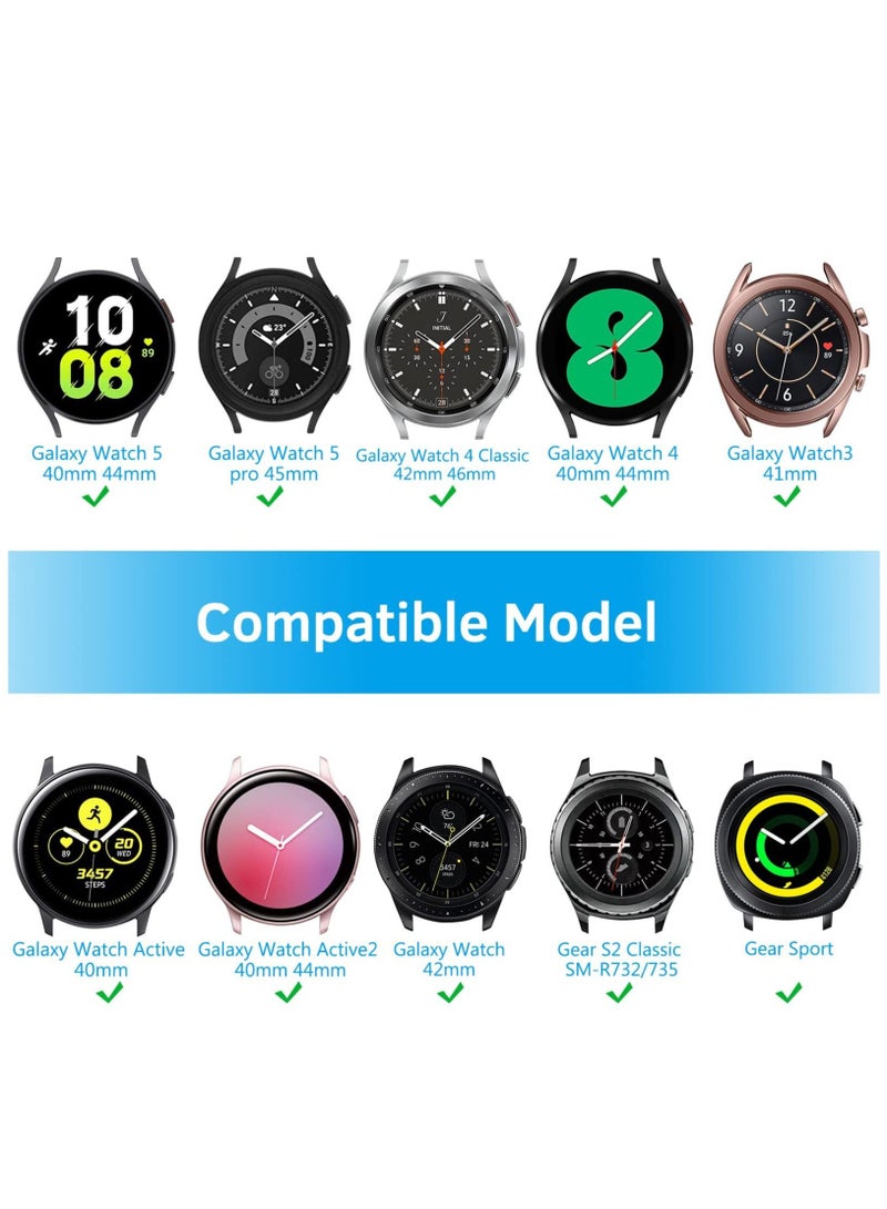 Band Compatible with Samsung Galaxy Watch 5 Pro 45mm/Watch 5/4 40mm 44mm/Watch 4 Classic 42mm 46mm/ 20mm Stainless Steel Metal Bands Replacement Bracelet Strap (Black) - Image 2