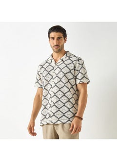 Iconic Iconic Crochet Detail Shirt with Short Sleeves  - Image 1