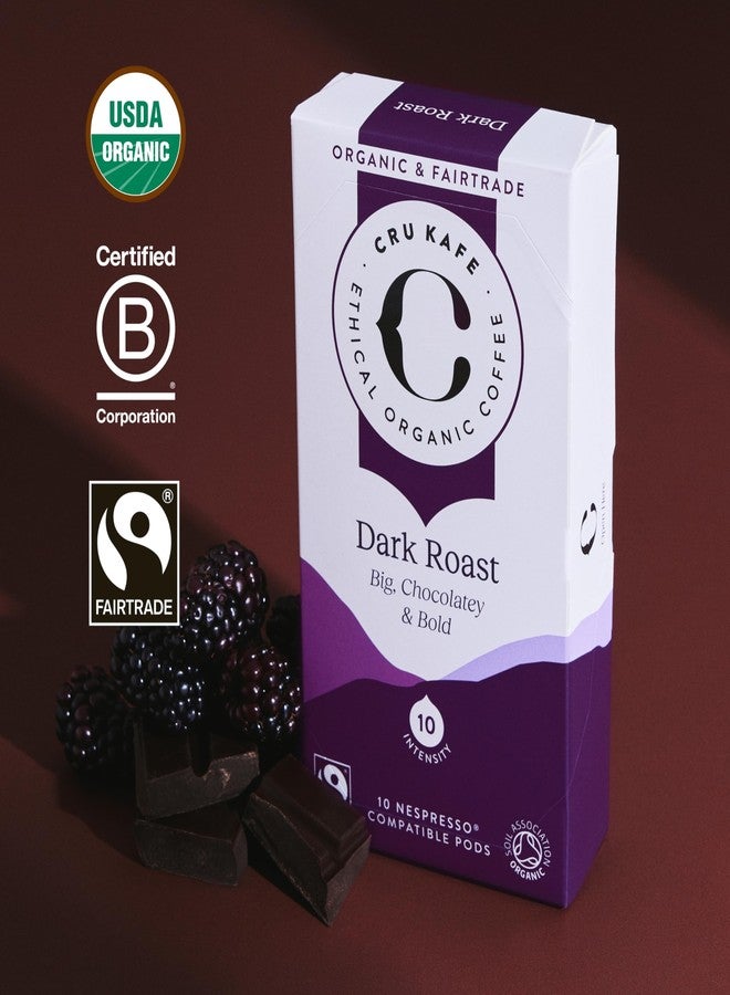 Cru Kafe Dark Roast USDA Organic Espresso Coffee Capsules (50 Pods) Fairtrade Coffee Pods Compatible with Nespresso Original Line and Pixie Machines - Image 2
