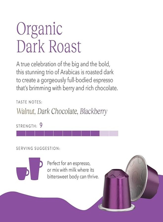 Cru Kafe Dark Roast USDA Organic Espresso Coffee Capsules (50 Pods) Fairtrade Coffee Pods Compatible with Nespresso Original Line and Pixie Machines - Image 3