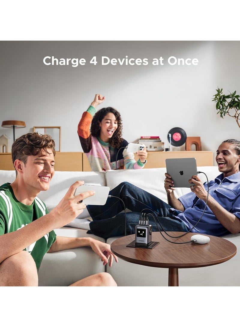 UGREEN ECO 100W USB C Charger 4-Port Nexode 100W GaN LED Display Compact Funny Fast Charger Type C Power Adapter for MacBook/HP/Dell/Lenovo  iPhone 16 Pro Max  Galaxy S25 Ultra  Steam Deck  etc-Black - Image 4