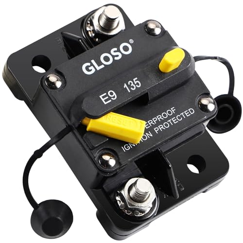GLOSO Circuit Breaker E99 135A Breaker Standard Surface Mount 1/4" Diagonal Stud Waterproof IP67 Marine RV Truck Hi-Amp Circuit Breaker (135A) - Image 1