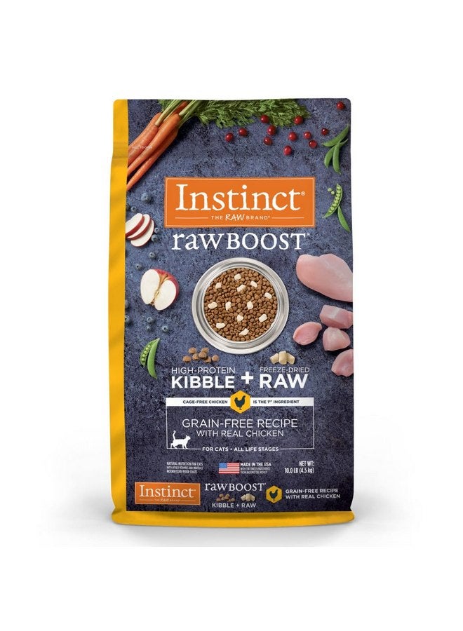 غريزة طعام القطط الجاف الطبيعي من Instinct Raw Boost Grain Free Recipe with Real Chicken، كيس 10 رطل - Image 1