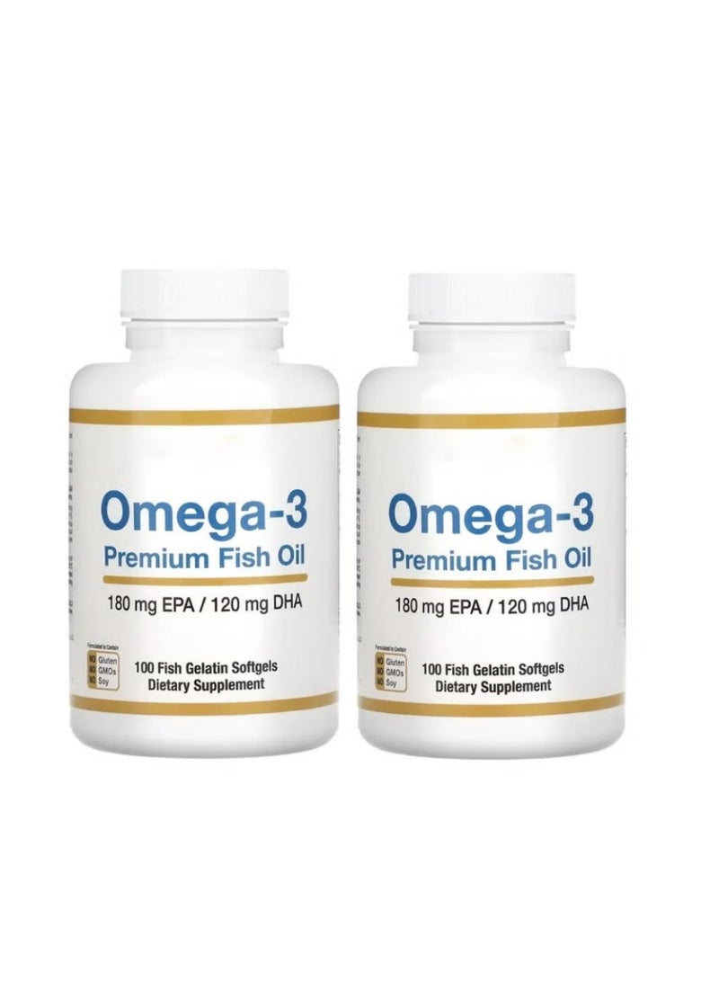 CALIFORNIA GOLD 2 Bottles of California Gold Nutrition Omega 3 Premium Fish Oil - 100 Softgels per Bottle, for Optimal Health  - Image 1