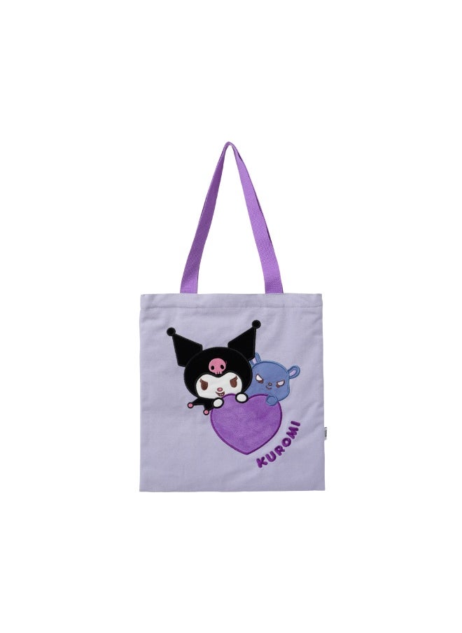 Miniso MINISO Sanrio Characters Heart Plush Shopping Bag (Kuromi) – Soft and Stylish Tote Bag with Kuromi Design for Shopping, Travel, and Everyday Use 