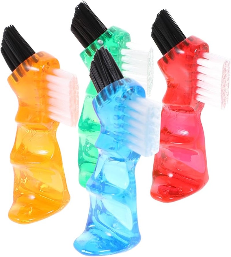 4Pcs Double Head Denture Brush Set Portable Toothbrush For Easy Cleaning Durable Bristles - Image 1