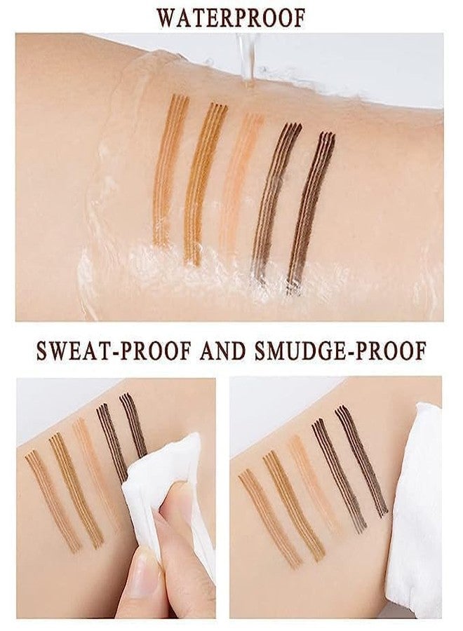 SHOPECOM قلم حواجب ميكروبليدنج 4 نقاط مقاوم للماء من شوبكوم مع طرف دقيق لتطبيق مثالي يخلق حواجب طبيعية خالية من العيوب بسهولة ويدوم طوال اليوم (بني) - Image 3