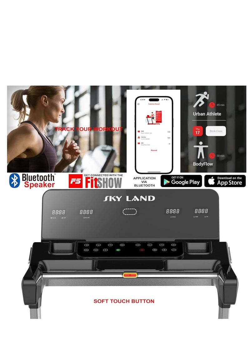 Sky Land Treadmill for Home Use| Powerful Treadmill 4HP Motor, 20% Automatic Incline| Foldable Treadmill with Bluetooth & App| 130kg Max User Weight  - Image 2