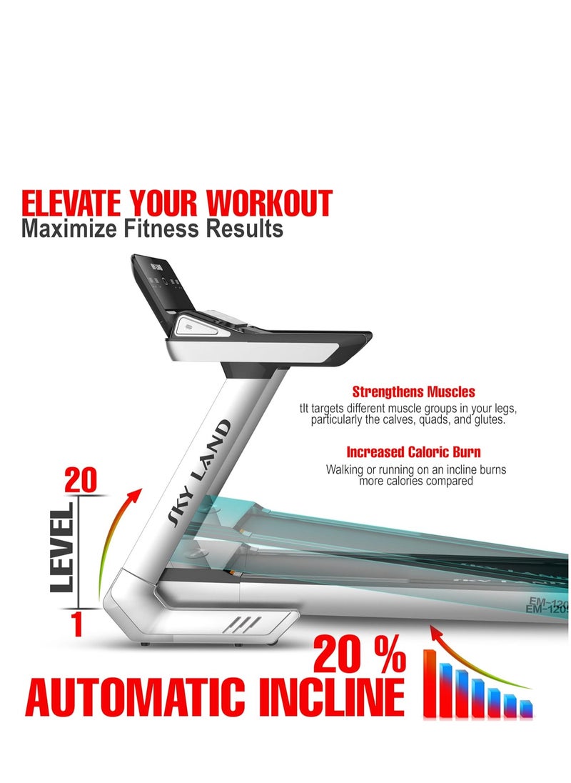 Sky Land Treadmill for Home Use| Powerful Treadmill 4HP Motor, 20% Automatic Incline| Foldable Treadmill with Bluetooth & App| 130kg Max User Weight  - Image 5