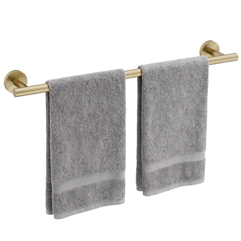 Bubxo Brushed Gold Towel Bar, 24 Inch Bathroom Towel Rack (Total Length 26-Inch), Towel Holder Wall Mounted, Thicken SUS304 Stainless Steel Towel Rod Modern Home Decor - Image 1