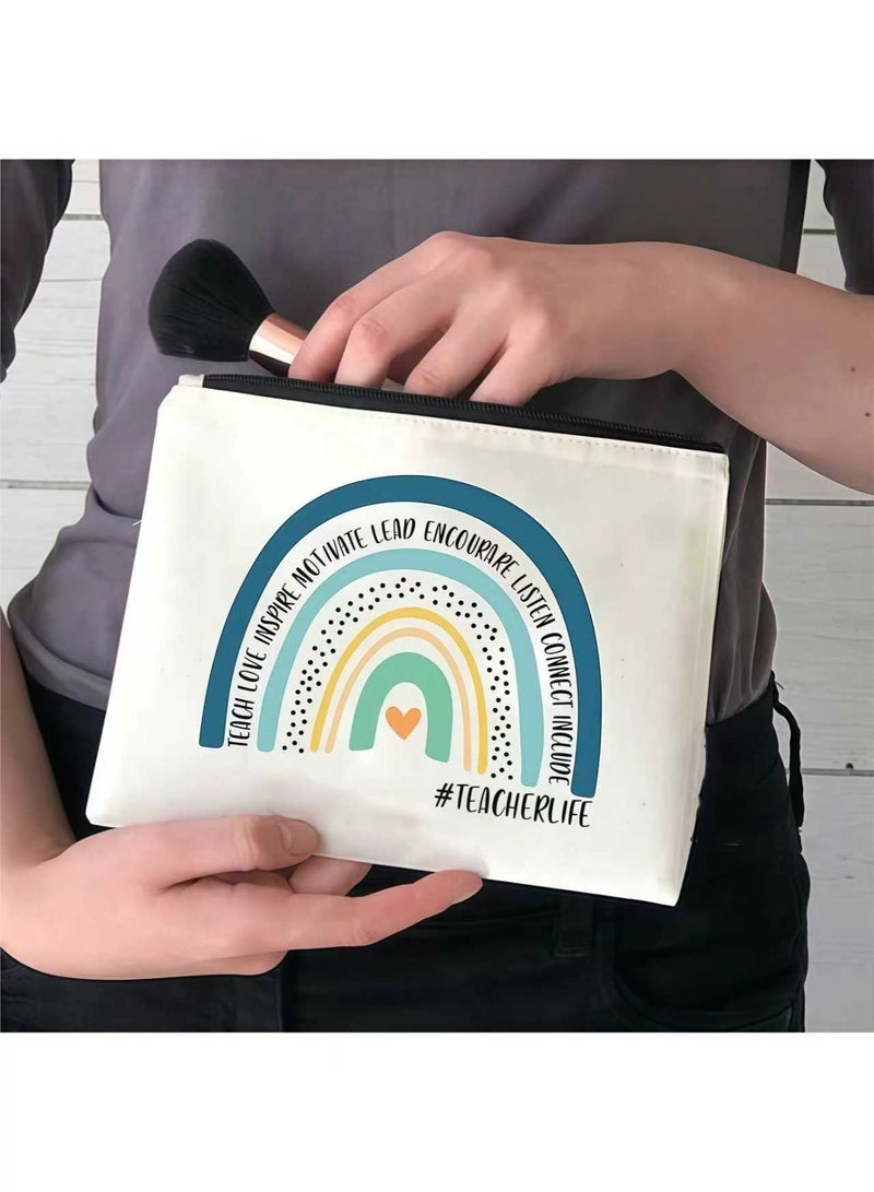 Teacher Appreciation Makeup Bag - Perfect Gift for Retirement, Birthday, Graduation & Teacher's Day - Durable Polyester, Non-Waterproof, Scent-Free Cosmetic Pouch - Image 2